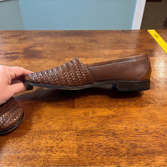 Martin Dingman men’s Made in Italy brown leather woven loafers size 11 - Picture 6 of 11